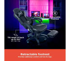 Sedia da gaming RadioShack nera e grigia, sedia ergonomica stile racing con altezza regolabile, poggiapiedi, supporto lombare e imbottitura confortevole