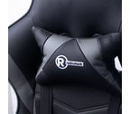 Sedia da gaming RadioShack nera e grigia, sedia ergonomica stile racing con altezza regolabile, poggiapiedi, supporto lombare e imbottitura confortevole