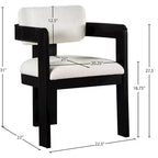 Meridian Furniture,Sacha Linen Textured Fabric Dining Chair, Set of 2