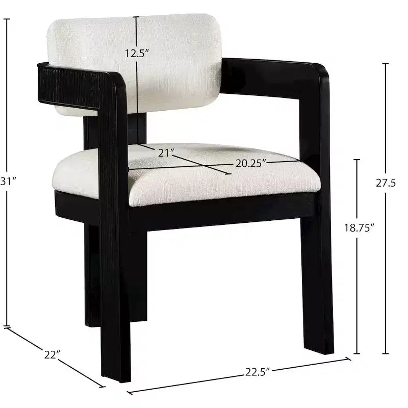 Meridian Furniture,Sacha Linen Textured Fabric Dining Chair, Set of 2