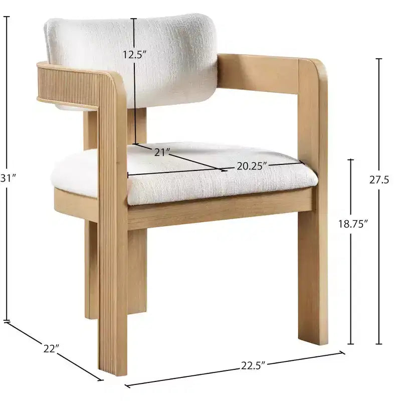 Meridian Furniture,Sacha Linen Textured Fabric Dining Chair, Set of 2