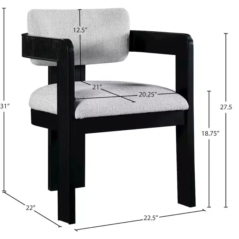Meridian Furniture,Sacha Linen Textured Fabric Dining Chair, Set of 2