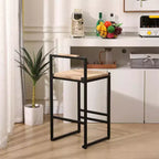 MAYEERTY Water Hyacinth Woven Bar Stools Set of 2 - with Back, Counter Height for Kitchen/Home/Office