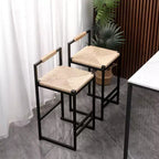 MAYEERTY Water Hyacinth Woven Bar Stools Set of 2 - with Back, Counter Height for Kitchen/Home/Office
