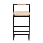 MAYEERTY Water Hyacinth Woven Bar Stools Set of 2 - with Back, Counter Height for Kitchen/Home/Office