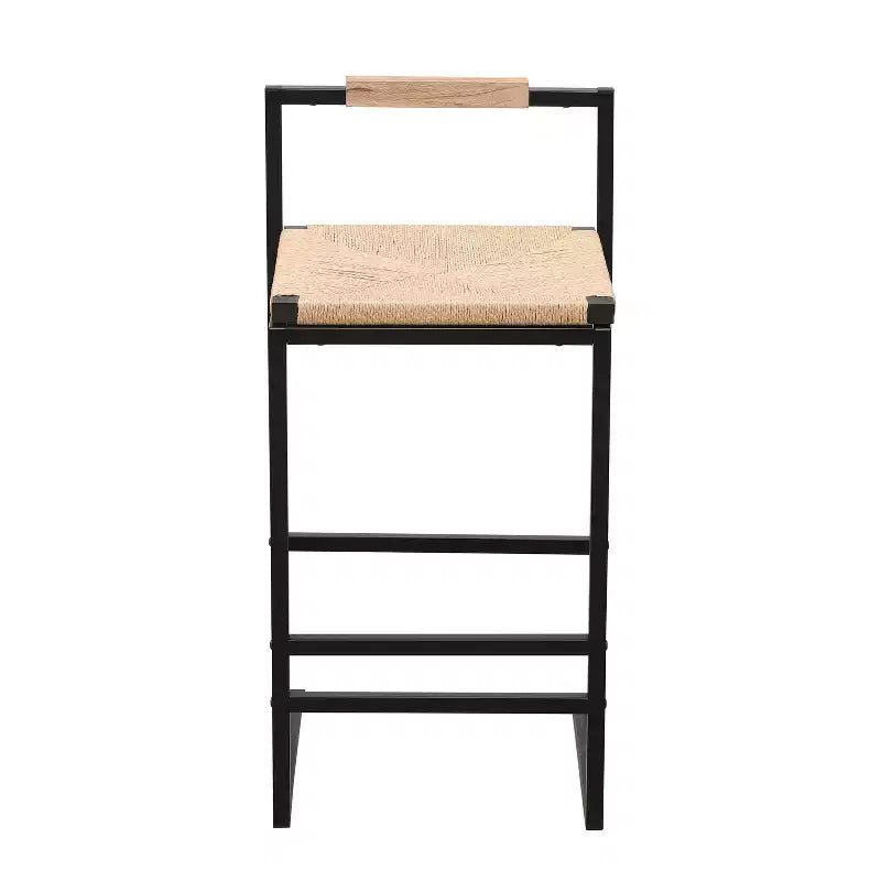 MAYEERTY Water Hyacinth Woven Bar Stools Set of 2 - with Back, Counter Height for Kitchen/Home/Office