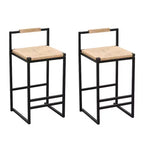 MAYEERTY Water Hyacinth Woven Bar Stools Set of 2 - with Back, Counter Height for Kitchen/Home/Office