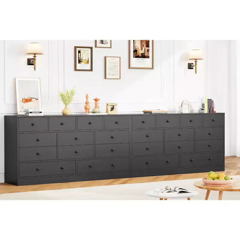 12 Drawers Dresser, 61 Large Drawers Black Dresser for Bedroom, Wood Dressers & Chest of Drawers for Bedroom, Living Room