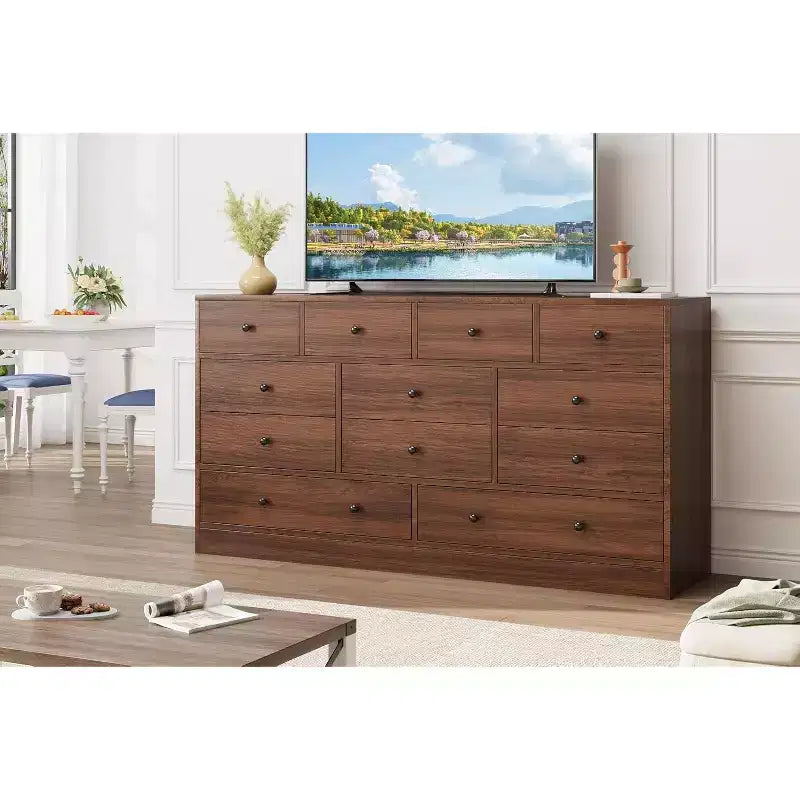 12 Drawers Dresser, 61 Large Drawers Black Dresser for Bedroom, Wood Dressers & Chest of Drawers for Bedroom, Living Room