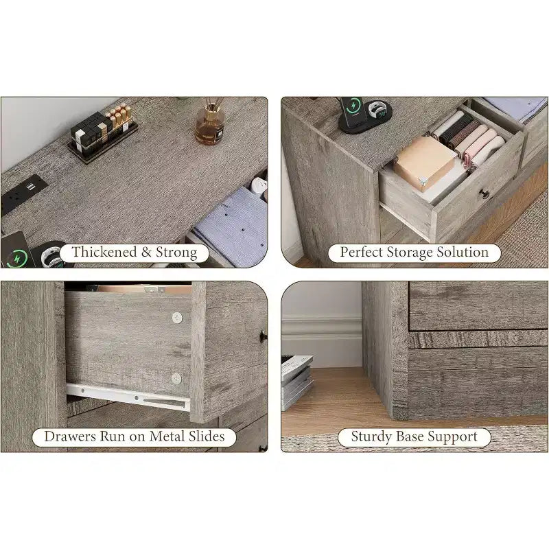 12 Drawers Dresser, 61 Large Drawers Black Dresser for Bedroom, Wood Dressers & Chest of Drawers for Bedroom, Living Room
