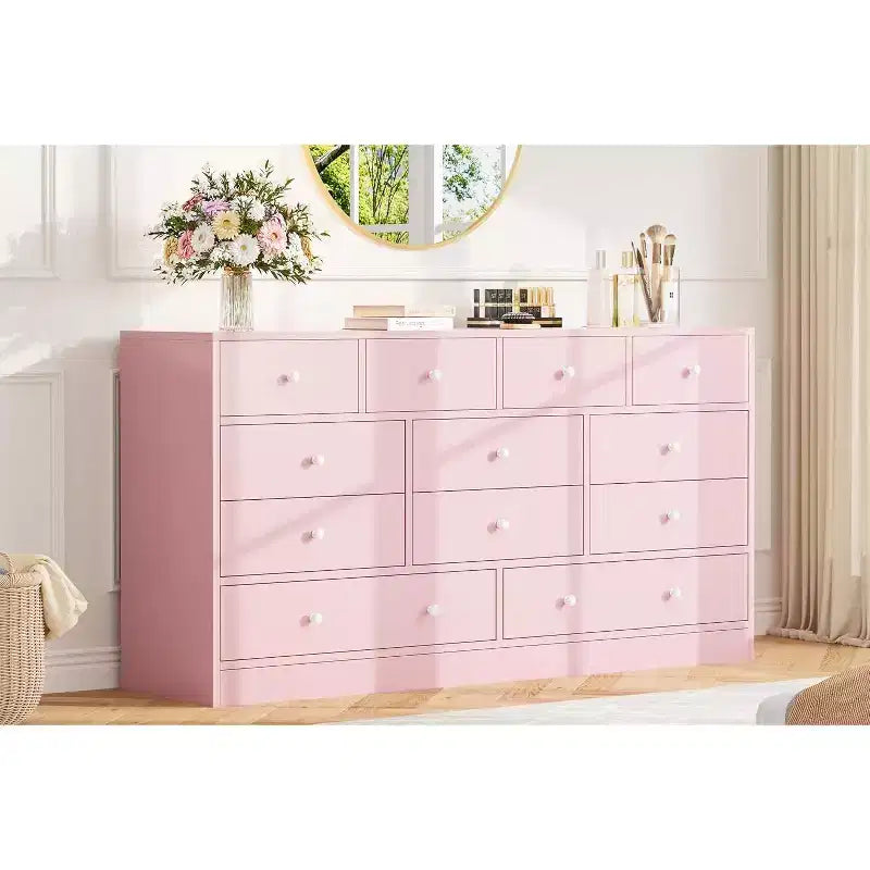 12 Drawers Dresser, 61 Large Drawers Black Dresser for Bedroom, Wood Dressers & Chest of Drawers for Bedroom, Living Room