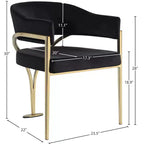 Meridian Furniture, Sedia da pranzo Madelyn in velluto, Set da 2