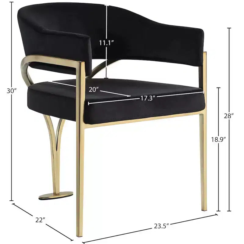 Meridian Furniture, Sedia da pranzo Madelyn in velluto, Set da 2