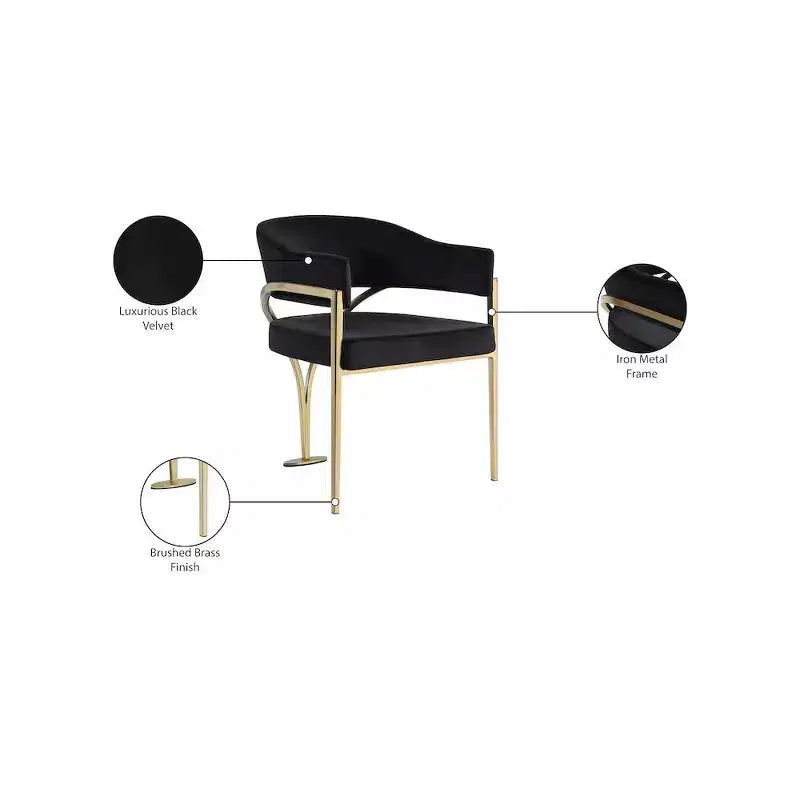 Meridian Furniture, Sedia da pranzo Madelyn in velluto, Set da 2