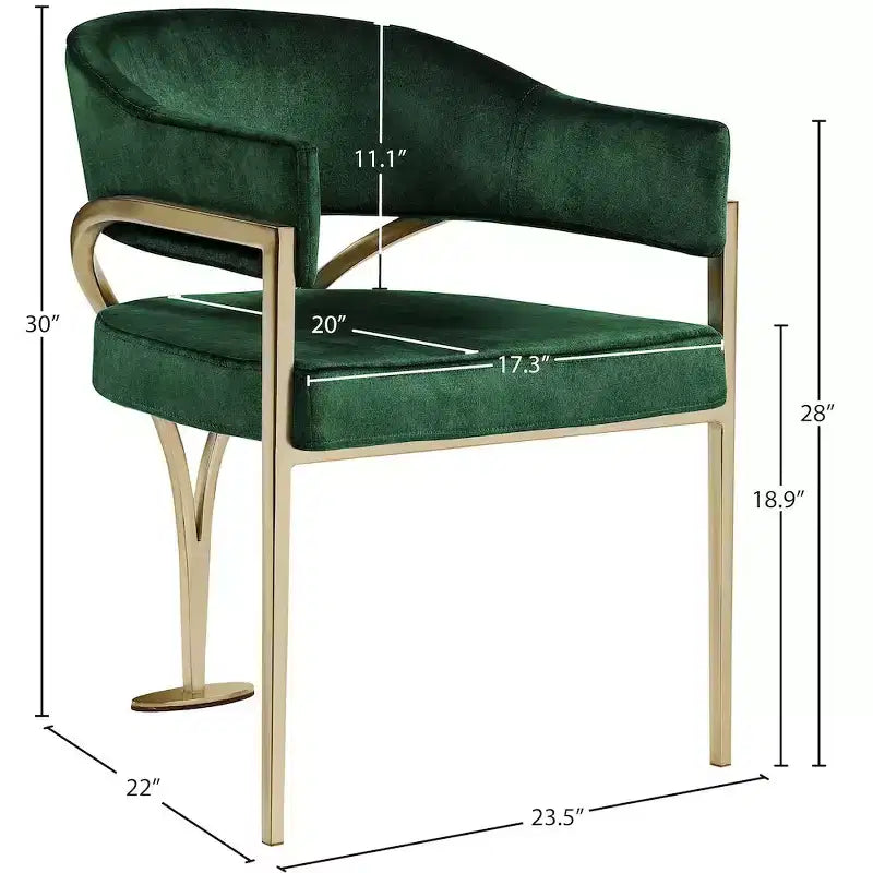 Meridian Furniture, Sedia da pranzo Madelyn in velluto, Set da 2
