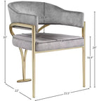Meridian Furniture, Sedia da pranzo Madelyn in velluto, Set da 2