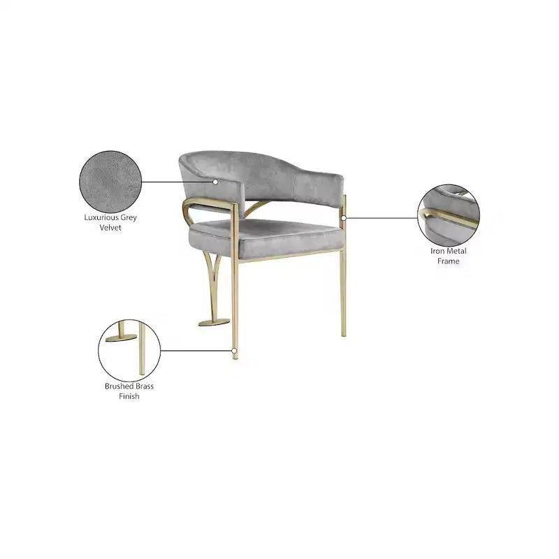 Meridian Furniture, Sedia da pranzo Madelyn in velluto, Set da 2