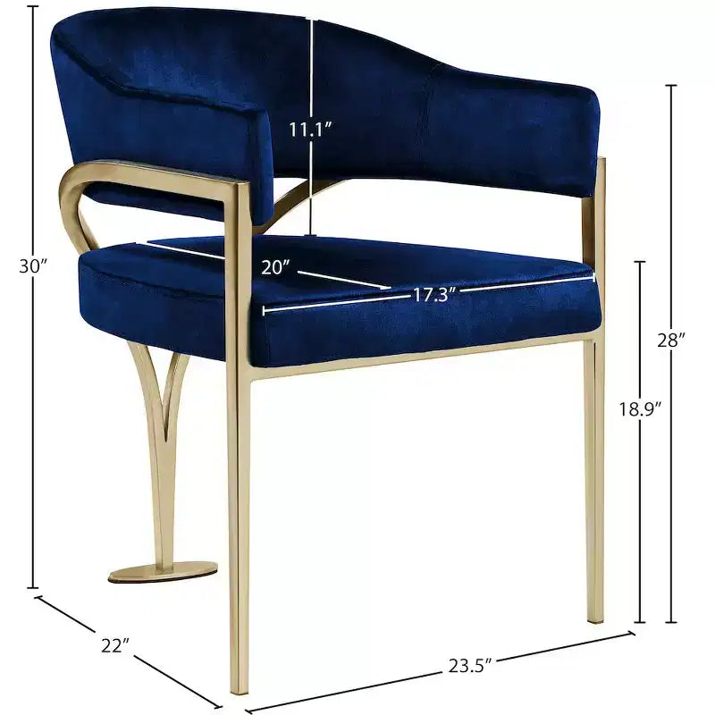 Meridian Furniture, Sedia da pranzo Madelyn in velluto, Set da 2