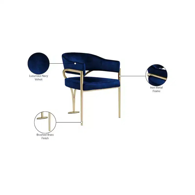 Meridian Furniture, Sedia da pranzo Madelyn in velluto, Set da 2