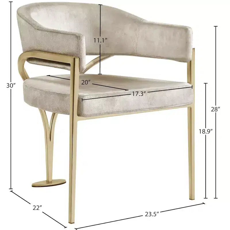 Meridian Furniture, Sedia da pranzo Madelyn in velluto, Set da 2