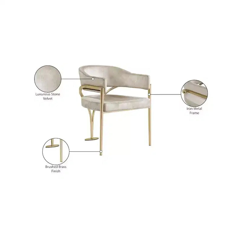 Meridian Furniture, Sedia da pranzo Madelyn in velluto, Set da 2