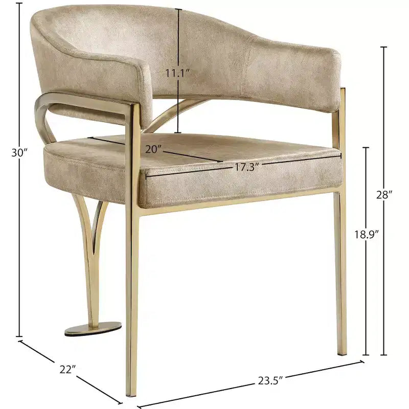 Meridian Furniture, Sedia da pranzo Madelyn in velluto, Set da 2