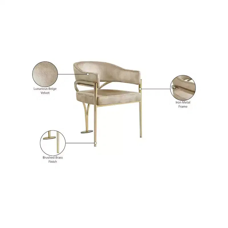 Meridian Furniture, Sedia da pranzo Madelyn in velluto, Set da 2