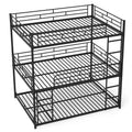 Costway Full Over Full Over Full Metal Bed Frame Heavy-Duty Triple Bunk Bed w/Dual Ladders