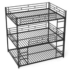 Costway Full Over Full Over Full Metal Bed Frame Heavy-Duty Triple Bunk Bed w/Dual Ladders