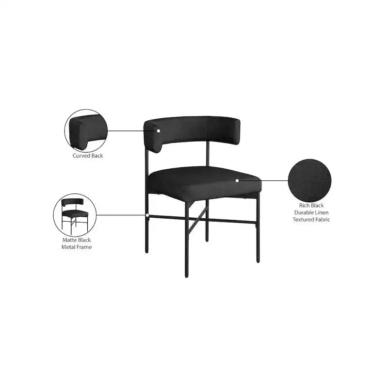 Meridian Furniture,Rivage Durable Linen Textured Fabric Dining Chair, Set of 2