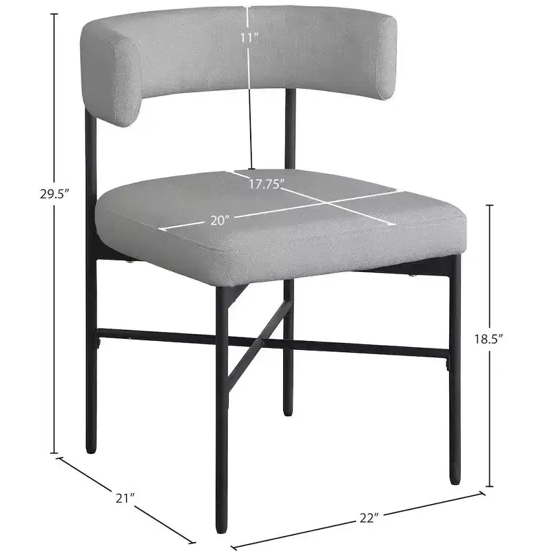 Meridian Furniture,Rivage Durable Linen Textured Fabric Dining Chair, Set of 2