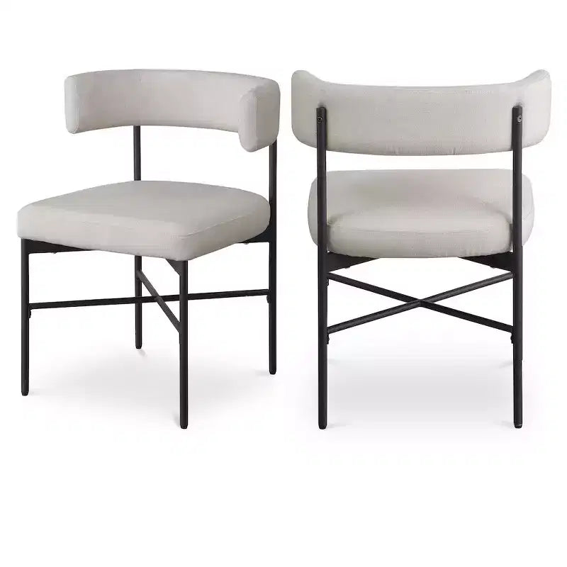 Meridian Furniture,Rivage Durable Linen Textured Fabric Dining Chair, Set of 2