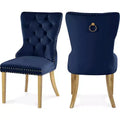Meridian Furniture,Carmen Navy Velvet Dining Chairs, Set of 2