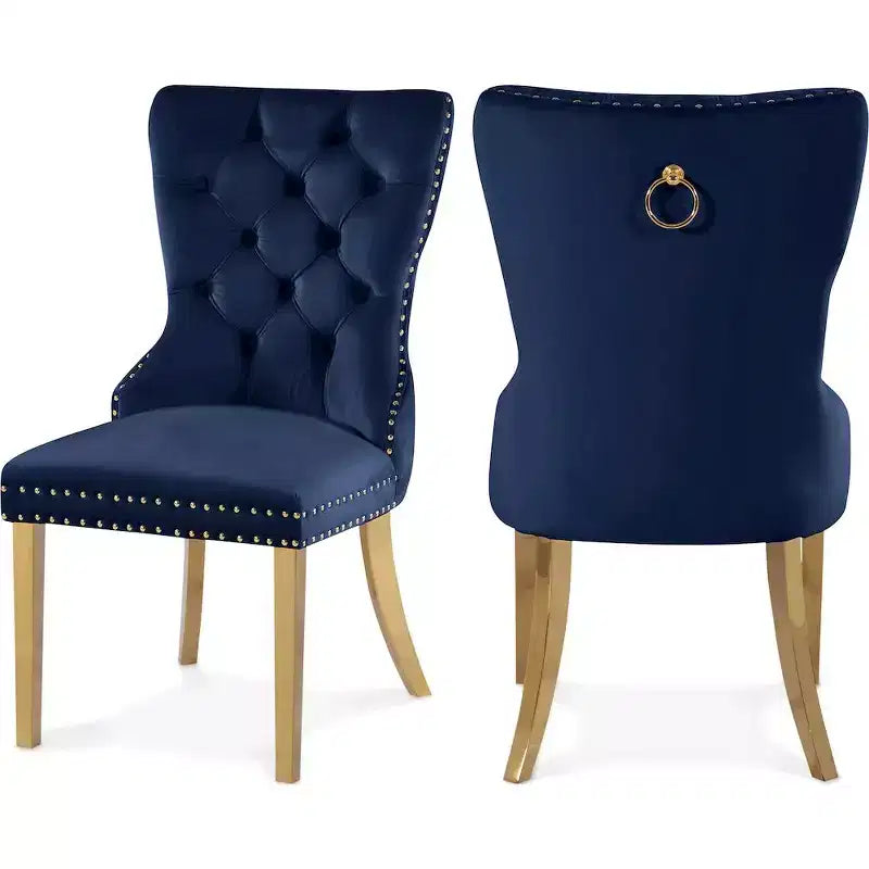 Meridian Furniture,Carmen Navy Velvet Dining Chairs, Set of 2