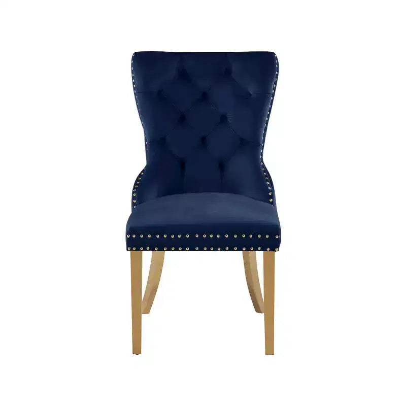 Meridian Furniture, Sedie da pranzo Carmen in velluto blu navy, set da 2