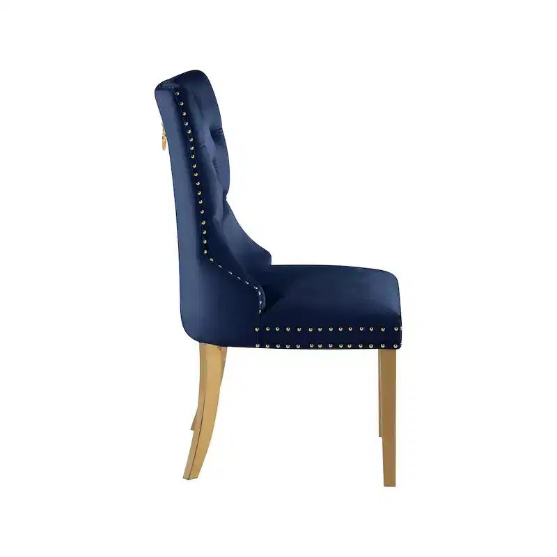 Meridian Furniture, Sedie da pranzo Carmen in velluto blu navy, set da 2