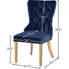 Meridian Furniture, Sedie da pranzo Carmen in velluto blu navy, set da 2