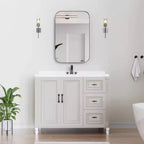Mobiletto portamedicine da bagno rettangolare nero con specchio, 36 * 24 pollici