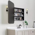 Mobiletto portamedicine da bagno rettangolare nero con specchio, 36 * 24 pollici