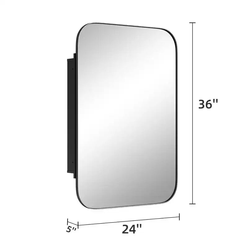 Mobiletto portamedicine da bagno rettangolare nero con specchio, 36 * 24 pollici