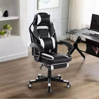 Sedia da gaming girevole a 360°, regolabile in altezza, con poggiapiedi estraibile e supporto lombare ergonomico, in pelle PU, per computer e ufficio, con poggiatesta