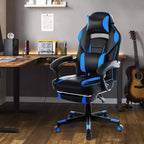 Sedia da gaming girevole a 360°, regolabile in altezza, con poggiapiedi estraibile e supporto lombare ergonomico, in pelle PU, per computer e ufficio, con poggiatesta
