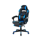 Sedia da gaming girevole a 360°, regolabile in altezza, con poggiapiedi estraibile e supporto lombare ergonomico, in pelle PU, per computer e ufficio, con poggiatesta
