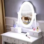 Comò a 5 cassetti con specchio singolo e lampadina per accessori domestici
