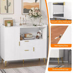 Mobile da Cucina a Microonde da 40 pollici, Credenza a Buffet, Mobile Contenitore, Mobile Bar per Caffè con Ripiani Regolabili, 2 Cassetti e 2 Ante, per la Casa
