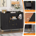Mobile da Cucina a Microonde da 40 pollici, Credenza a Buffet, Mobile Contenitore, Mobile Bar per Caffè con Ripiani Regolabili, 2 Cassetti e 2 Ante, per la Casa