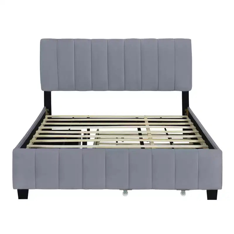 Letto imbottito Queen size con sistema di sollevamento idraulico e vano contenitore - Beige