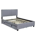 Letto imbottito Queen size con sistema di sollevamento idraulico e vano contenitore - Beige