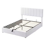 Letto imbottito Queen size con sistema di sollevamento idraulico e vano contenitore - Beige