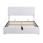 Letto imbottito Queen size con sistema di sollevamento idraulico e vano contenitore - Beige